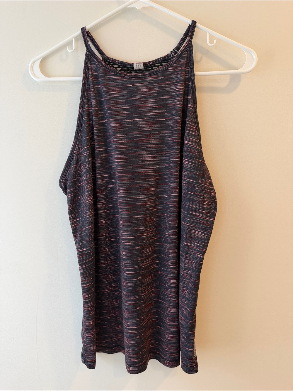 Reebok Black Tank Top with Pink Space-Dyed Stripes